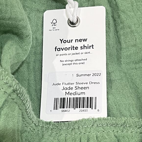 Marine Layer Jude Flutter Sleeve Dress Womens Medium Casual Flowy Green Jade - Picture 9 of 11